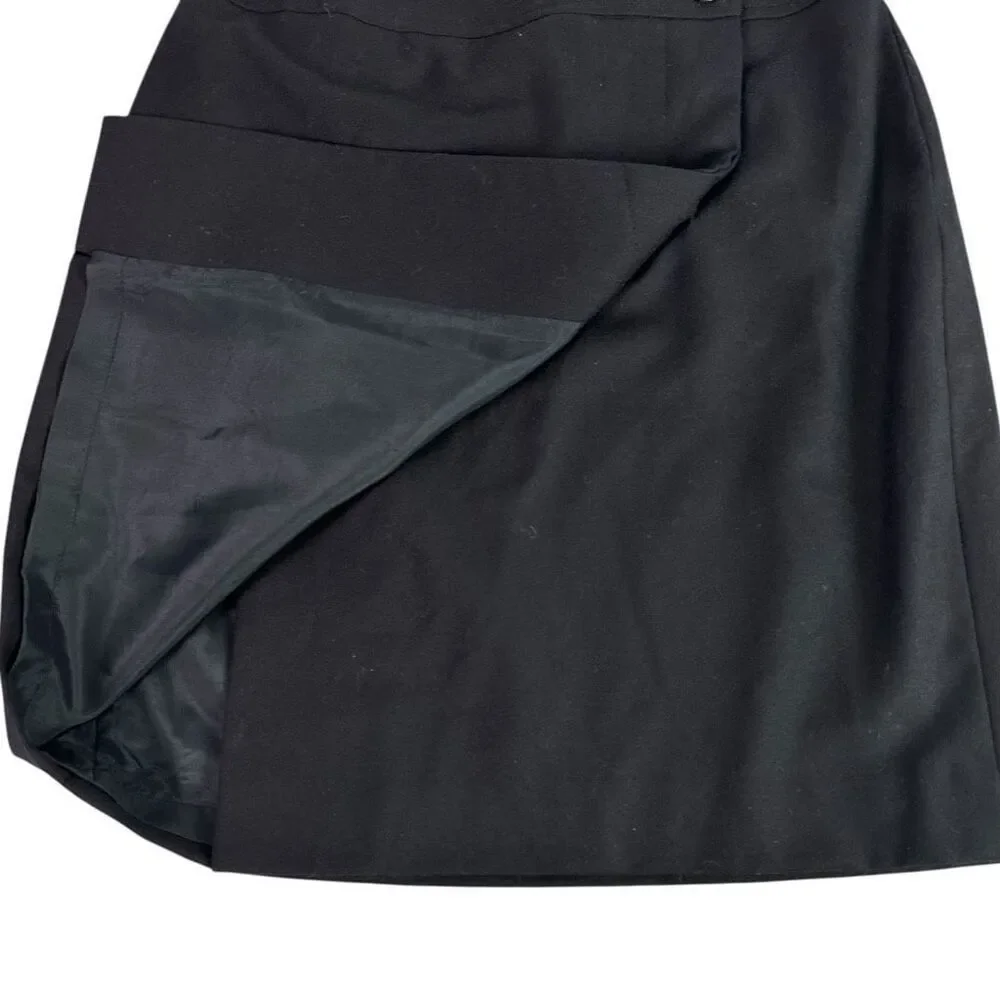 Lord & Taylor 6P Wrap Skirt Wool Navy